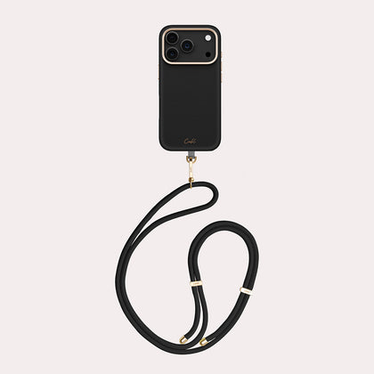 iPhone 17 Pro ile Uyumlu Coehl MagSafe Destekli Askı İpli Mirelle Telefon Kılıfı - Siyah