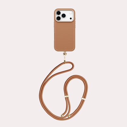 iPhone 17 Pro ile Uyumlu Coehl MagSafe Destekli Askı İpli Mirelle Telefon Kılıfı - Kahverengi