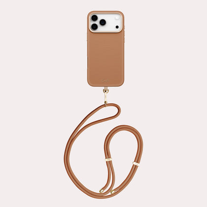 iPhone 17 Pro Max ile Uyumlu Coehl MagSafe Destekli Askı İpli Mirelle Telefon Kılıfı - Kahverengi