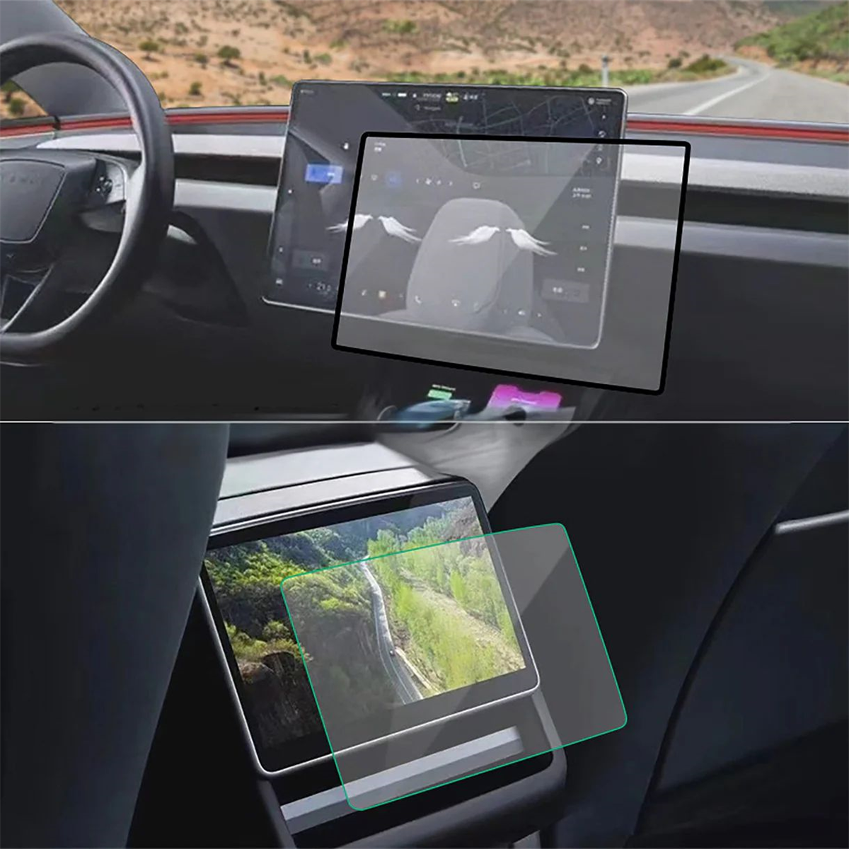 Tesla Model Y 9H Temperli Cam Araç İçi Multimedya 2in1 Ekran Koruyucu