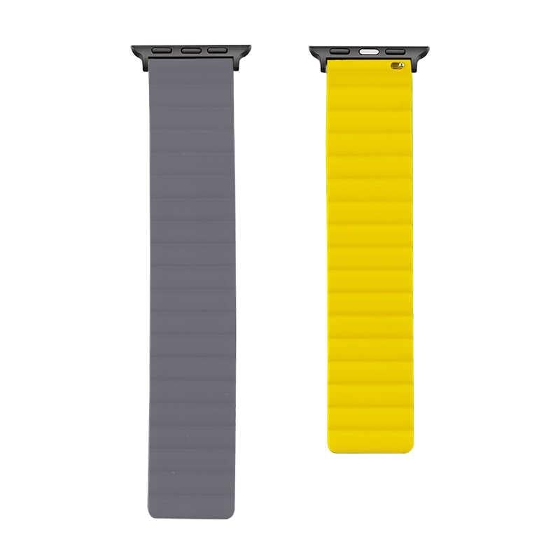 Apple Watch Louis Loop Silikon Kordon - Gri-Sarı | bastcase - Kordon Kilit Sistemi