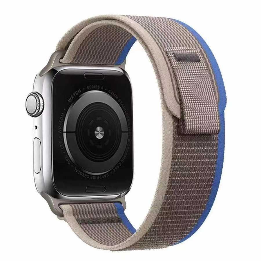 Apple Watch Trail Loop Örgü Kordon - Gri-Mavi | bastcase - Kordon Kilit Sistemi