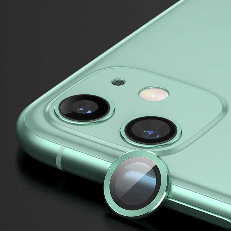 iPhone 11 / 12 / 12 Mini Lens Koruyucu - Açık Yeşil | bastcase