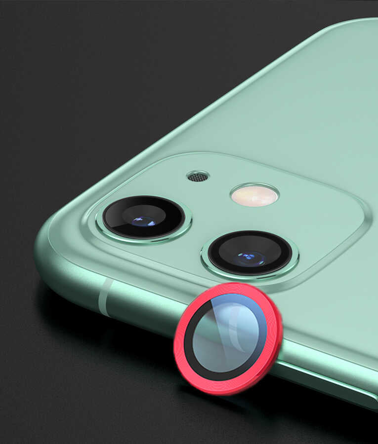 iPhone 11 / 12 / 12 Mini Lens Koruyucu - Kırmızı | bastcase