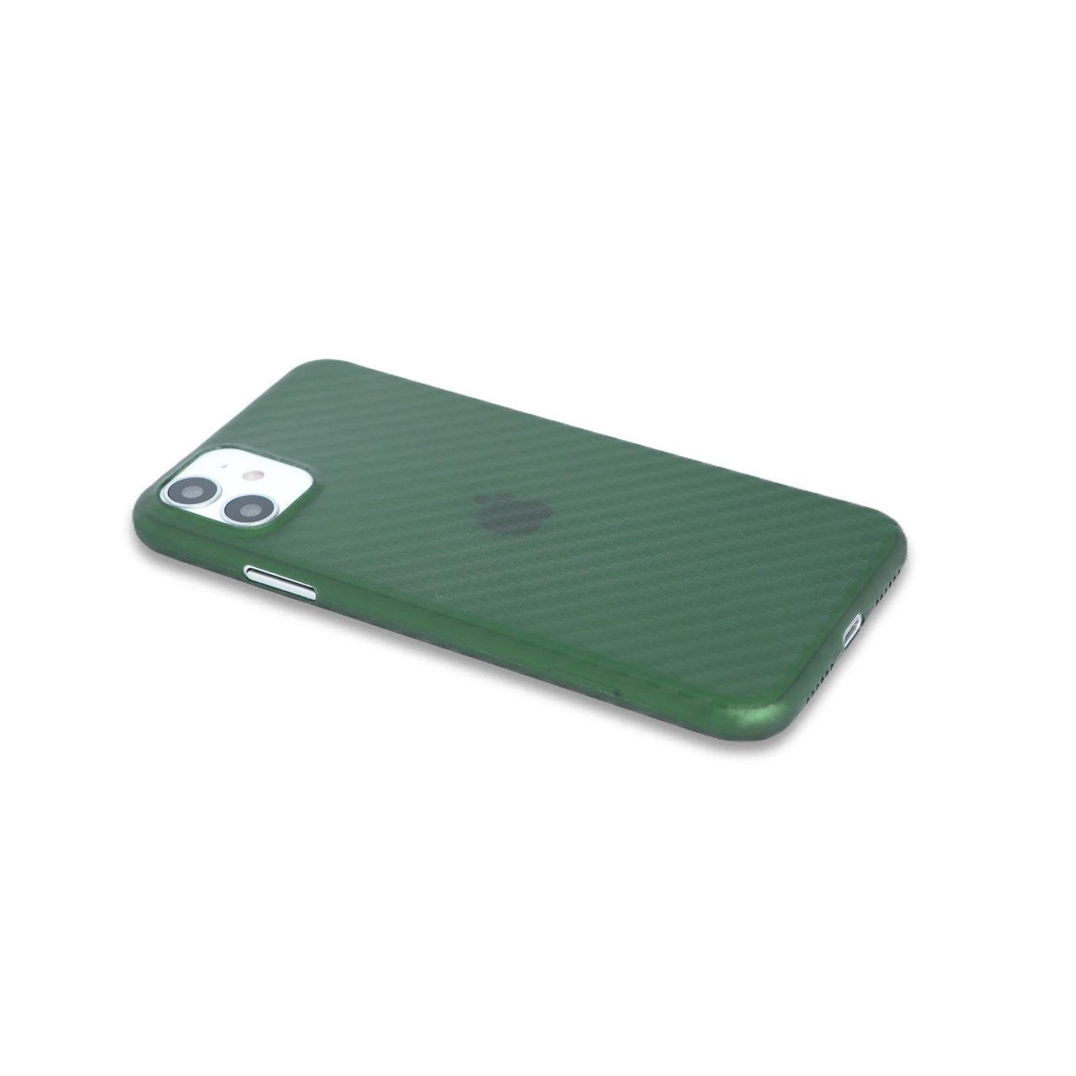 iPhone 11 Carbon Telefon Kılıfı - Yeşil | bastcase - Kamera Koruma Alanı