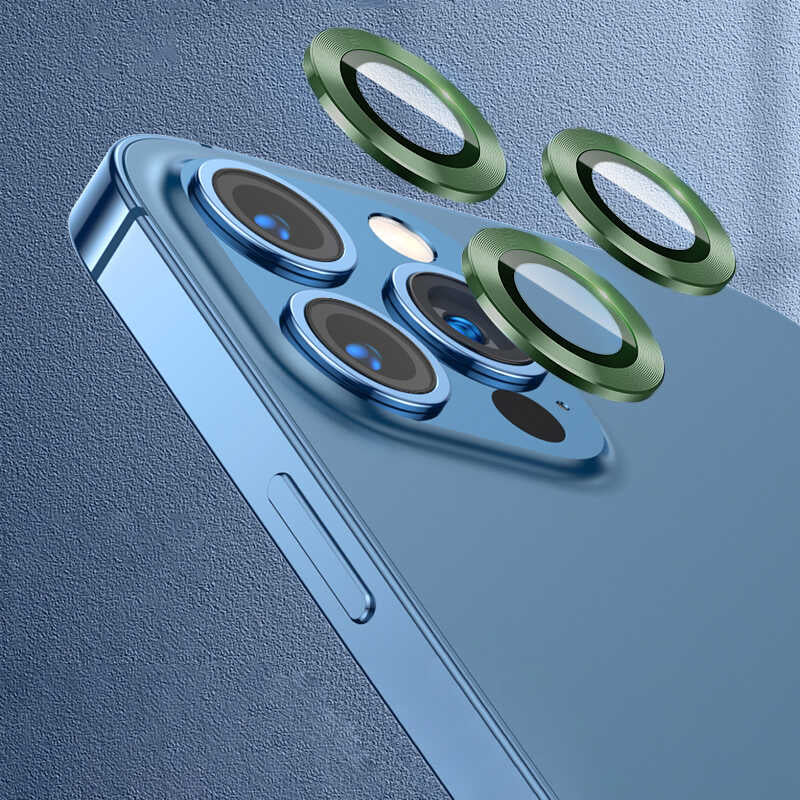 iPhone 11 Pro / 11 Pro Max / 12 Pro Lens Koruyucu - Koyu Yeşil | bastcase