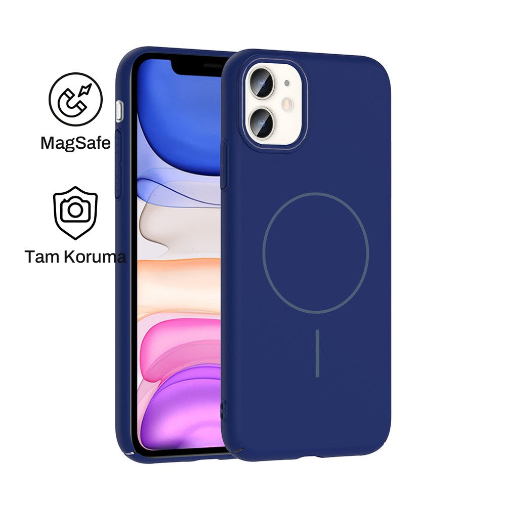 iPhone 11 Raye Sert Telefon Kılıfı - Lacivert | bastcase - Ön ve Arka Görünüm