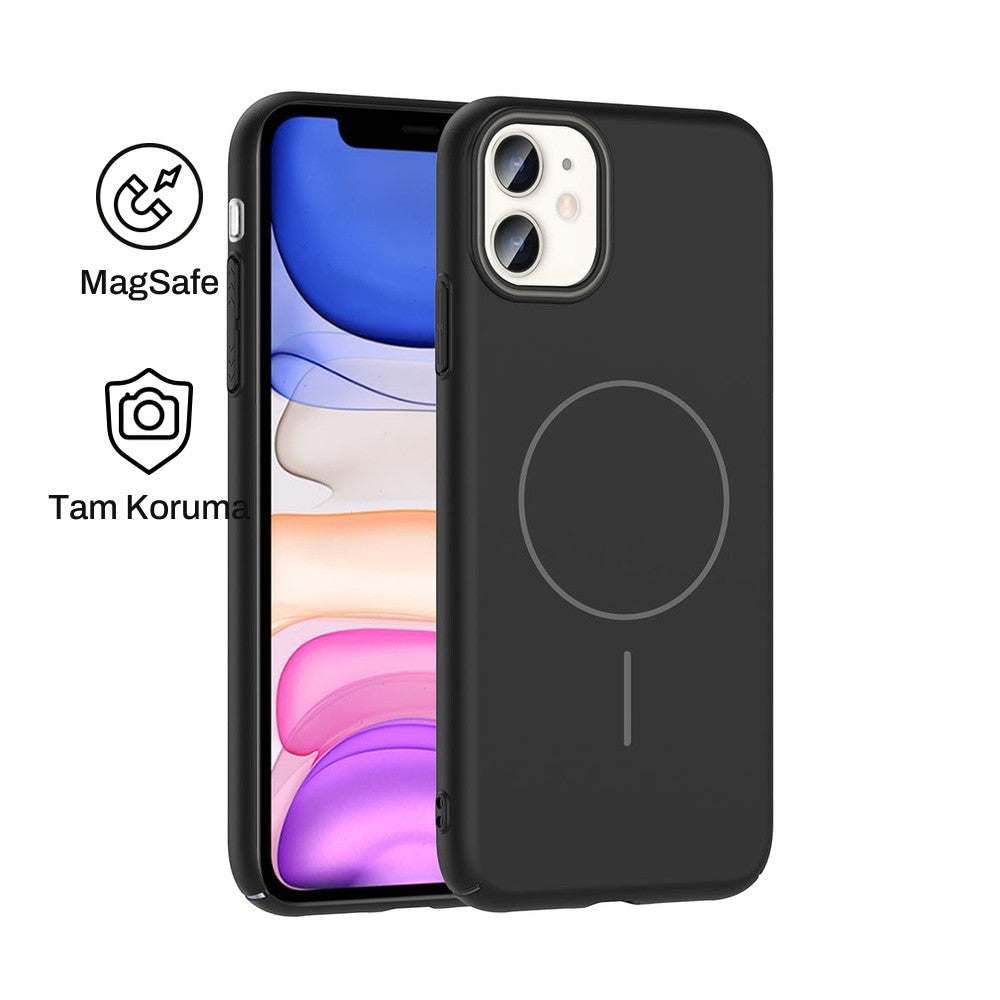 iPhone 11 Raye Sert Telefon Kılıfı - Siyah | bastcase - Ön ve Arka Görünüm