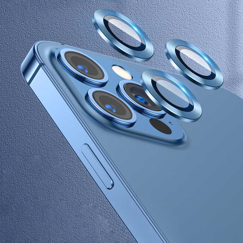 iPhone 12 Pro Max Lens Koruyucu - Mavi | bastcase