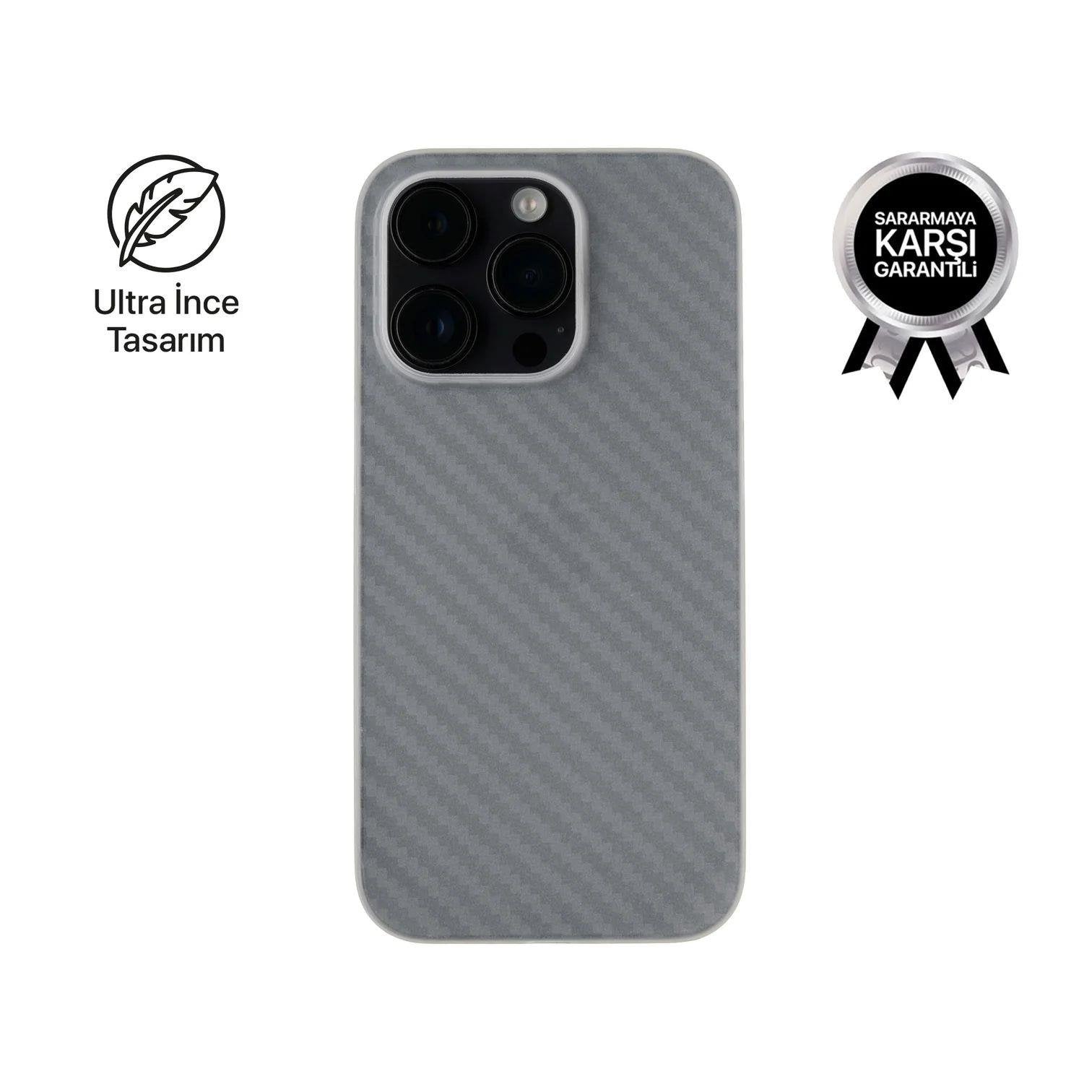 iPhone 13 Pro Max Carbon Telefon Kılıfı - Beyaz | bastcase - Ön Yüzey Görünümü