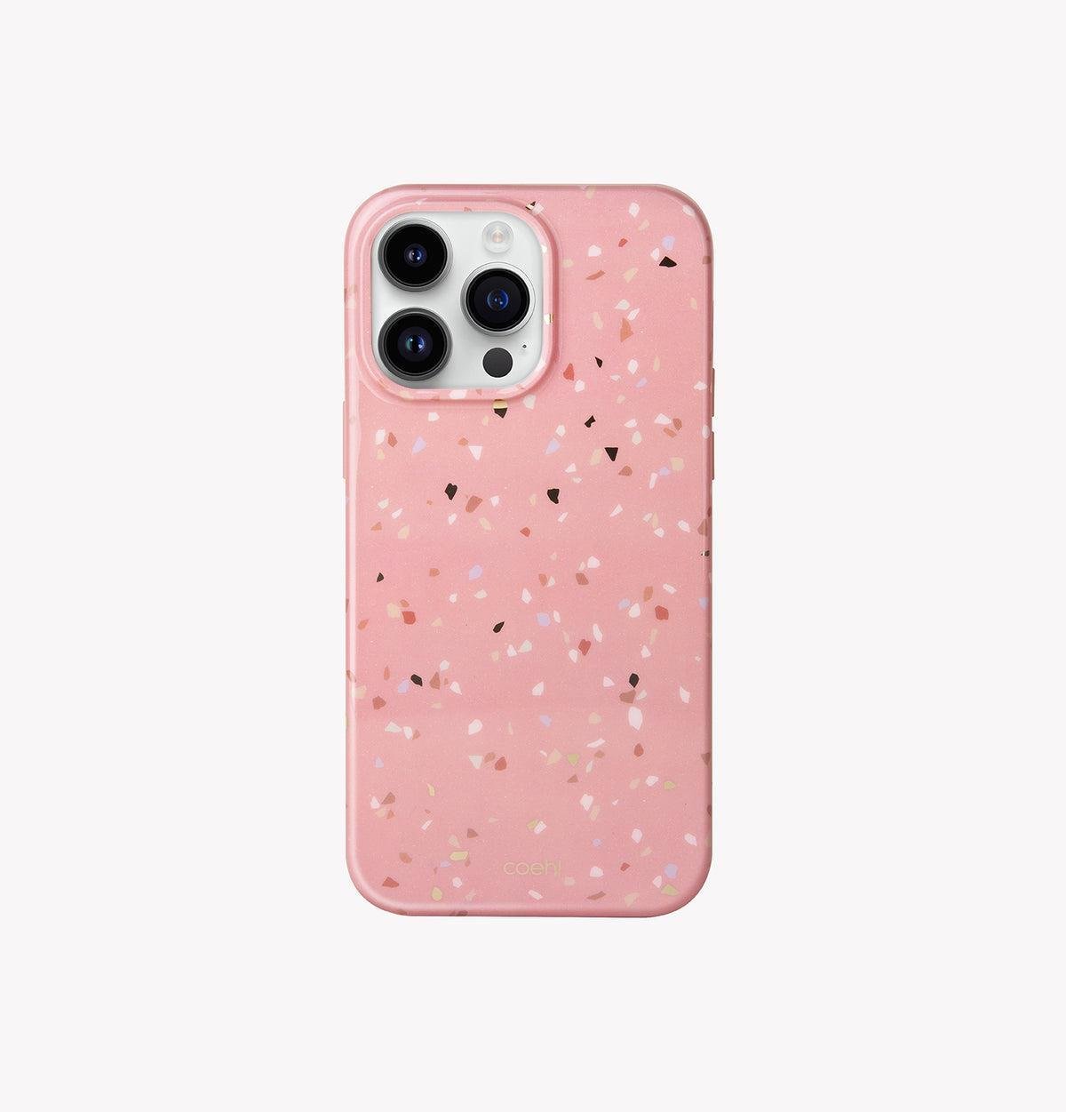 iPhone 14 Pro Coehl Terrazzo Telefon Kılıfı - Terra Pembe | bastcase - Ön Yüzey Görünümü