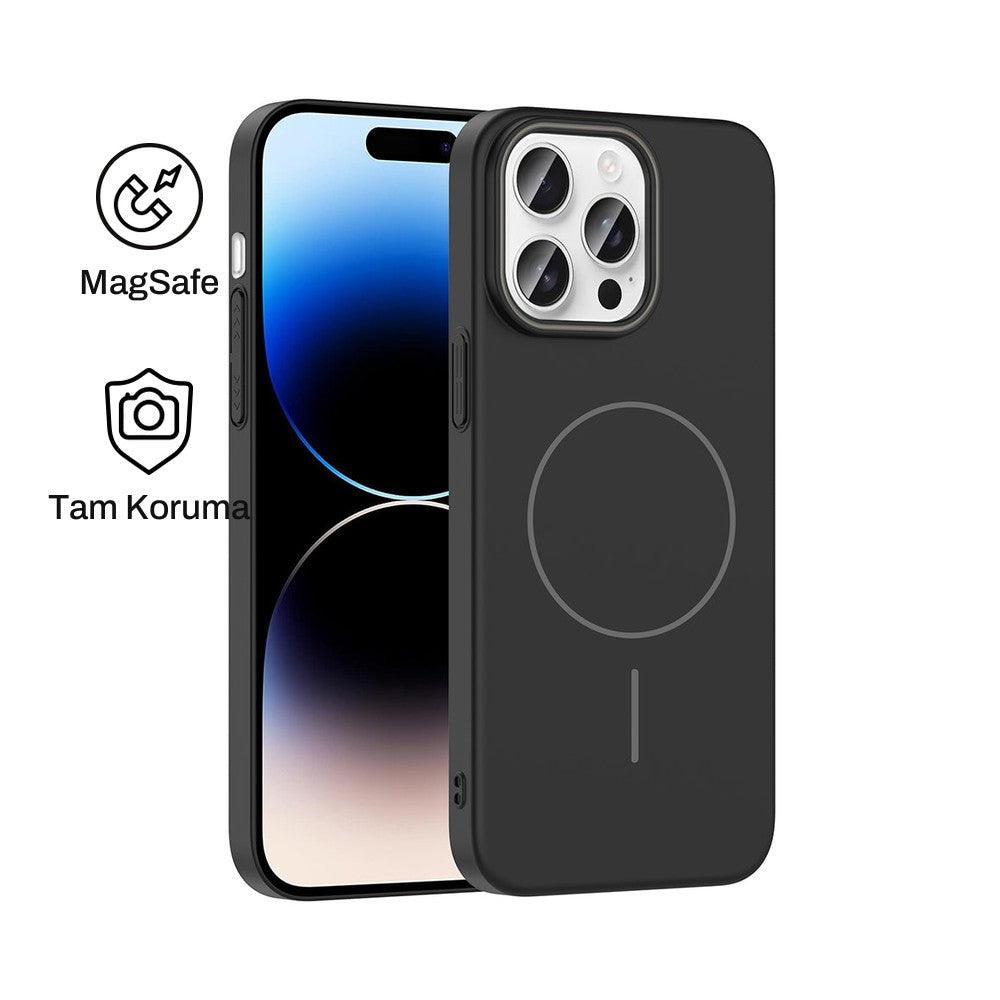 iPhone 14 Pro Max Raye Sert Telefon Kılıfı - Siyah | bastcase - Ön ve Arka Görünüm