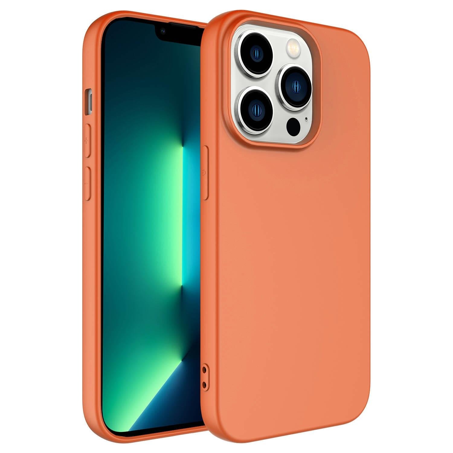 iPhone 14 Pro Silikon Lansman Telefon Kılıfı - Turuncu | bastcase - Arka Yüzey Detayı