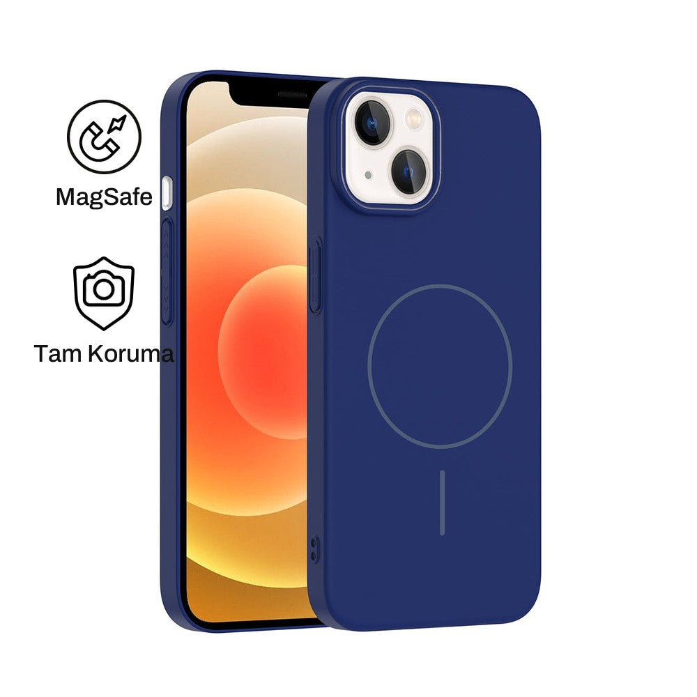 iPhone 14 Raye Sert Telefon Kılıfı - Lacivert | bastcase - Ön ve Arka Görünüm