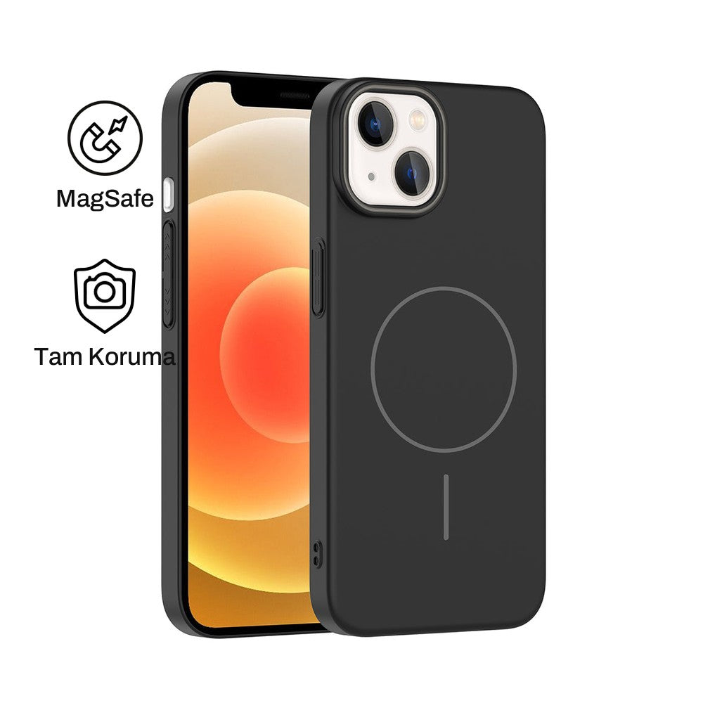 iPhone 14 Raye Sert Telefon Kılıfı - Siyah | bastcase - Ön ve Arka Görünüm