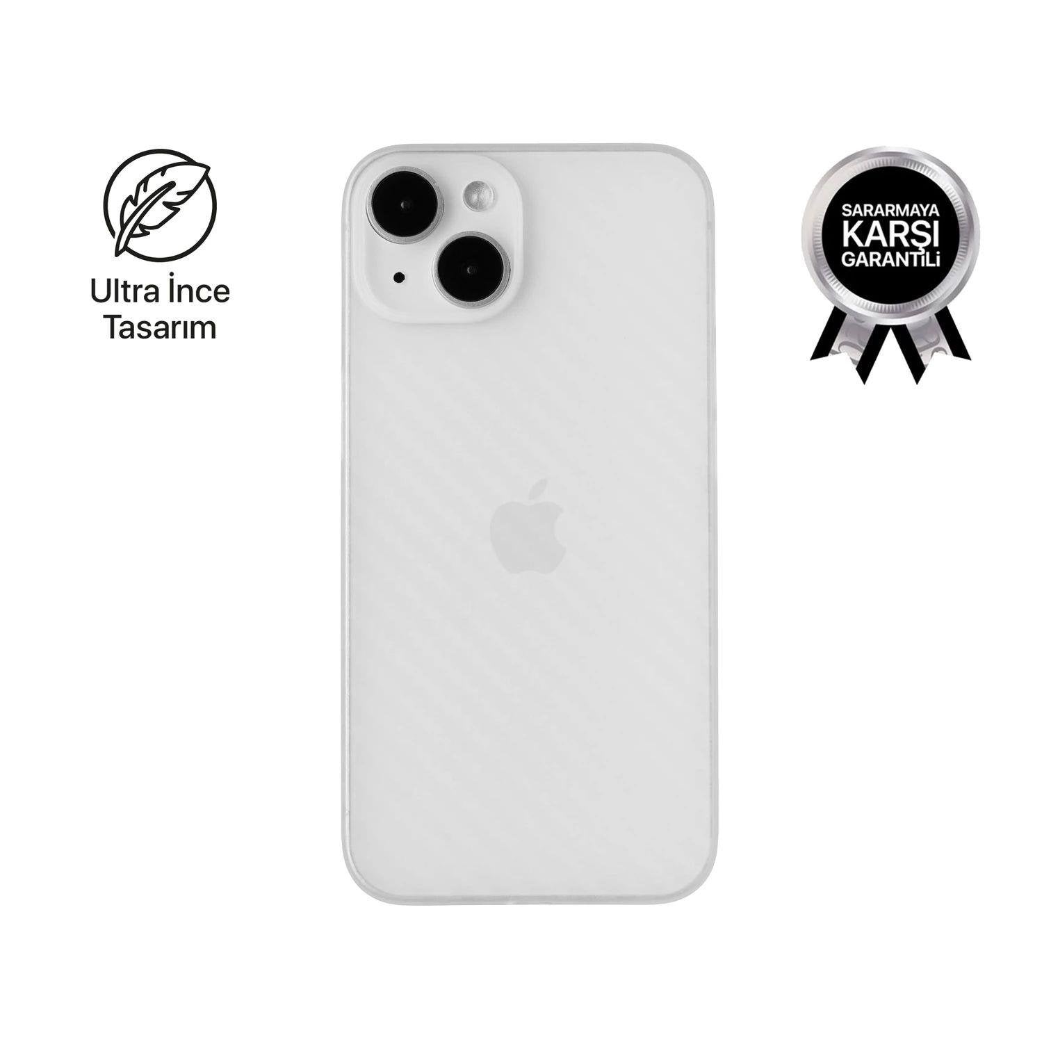 iPhone 15 Carbon Telefon Kılıfı - Beyaz | bastcase - Ön Yüzey Görünümü