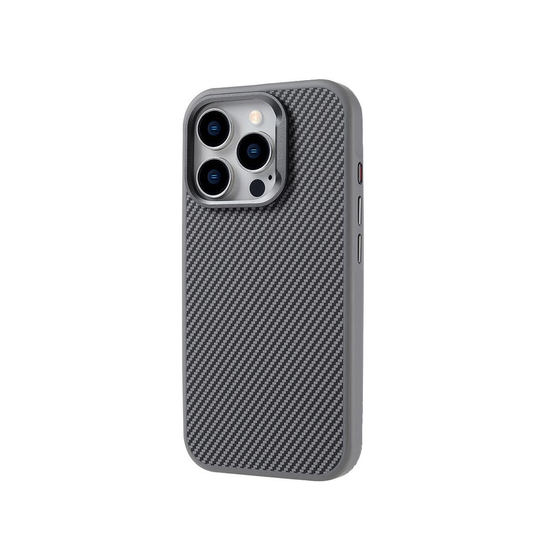 iPhone 15 Pro Carbon Telefon Kılıfı - Heavy Carbon Gümüş | bastcase - Ön Yüzey Görünümü