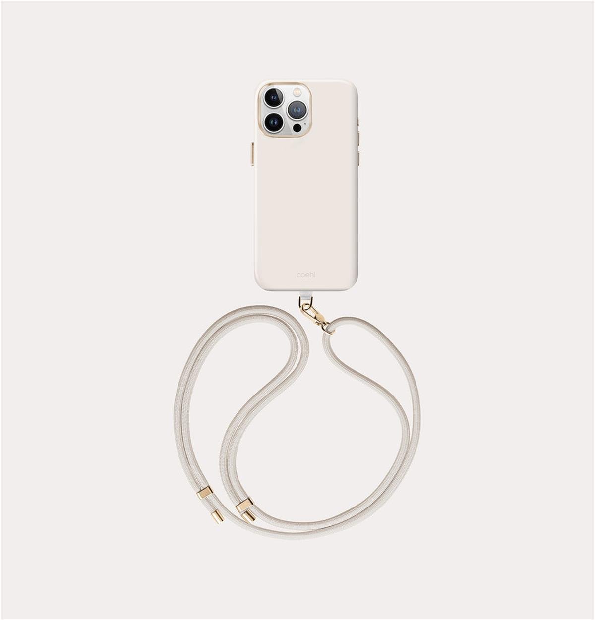 iPhone 15 Pro Coehl MagSafe Destekli Askı İpli Creme Telefon Kılıfı - Coehl Krem | bastcase - Ön Yüzey Görünümü