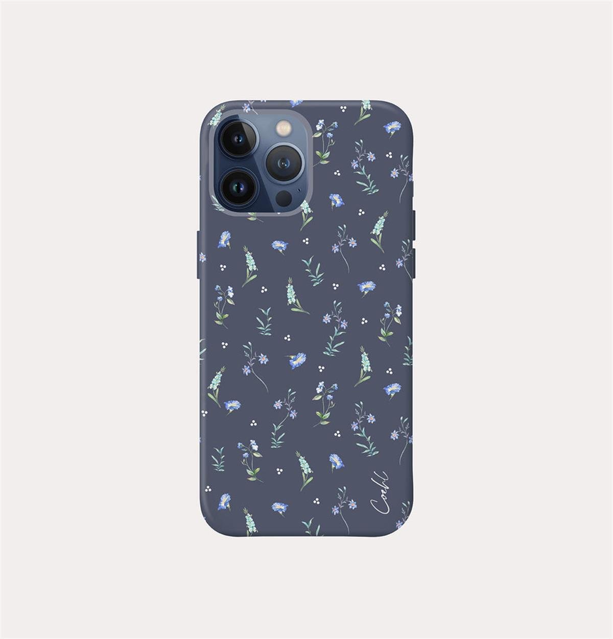 iPhone 15 Pro Coehl Praire Telefon Kılıfı - Çiçek Lacivert | bastcase - Ön Yüzey Görünümü