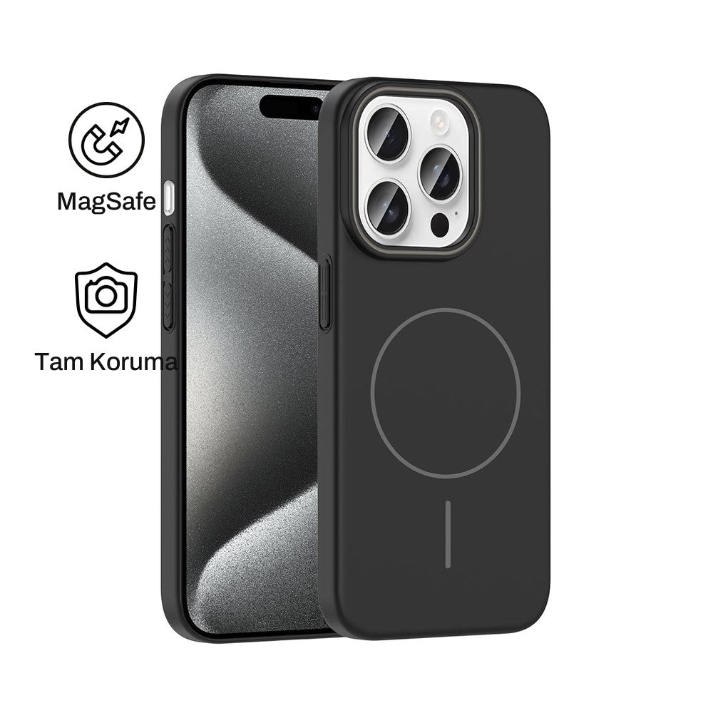 iPhone 15 Pro Max Raye Sert Telefon Kılıfı - Siyah | bastcase - Ön ve Arka Görünüm