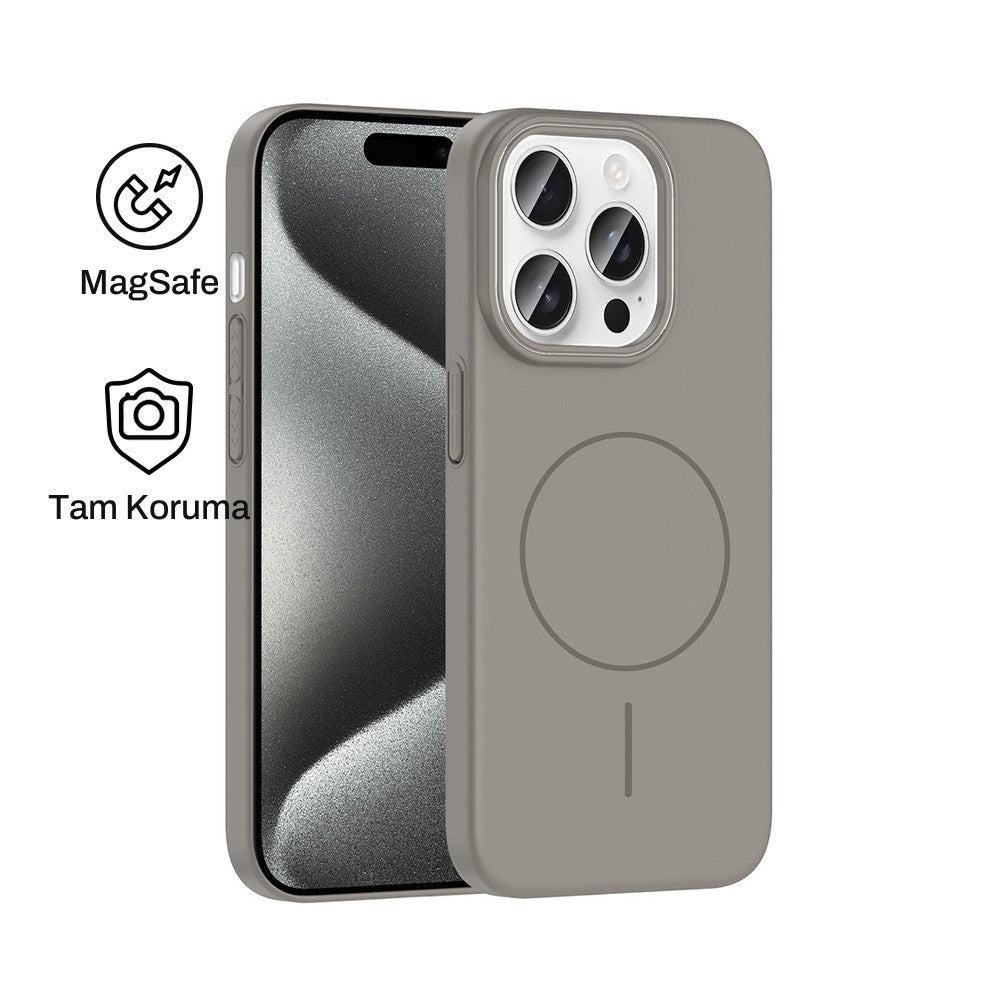 iPhone 15 Pro Raye Sert Telefon Kılıfı - Gri | bastcase - Ön ve Arka Görünüm