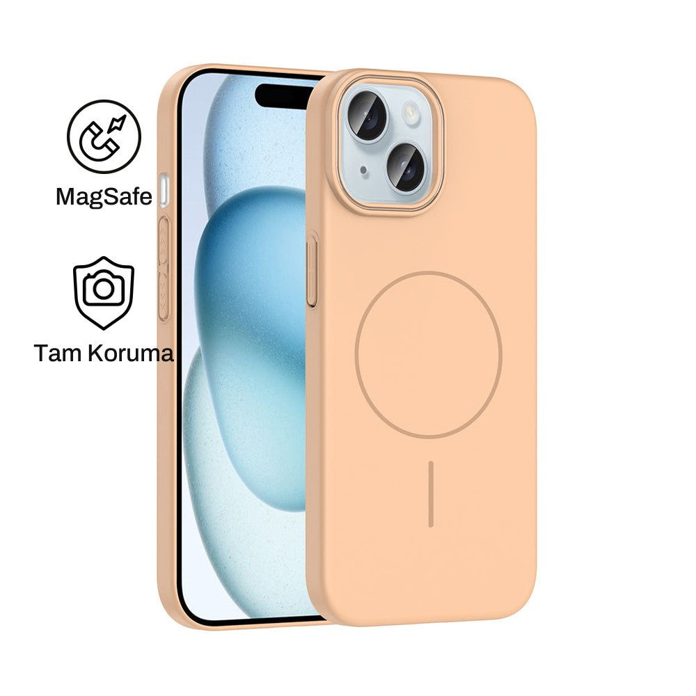 iPhone 15 Raye Sert Telefon Kılıfı - Desert Titanyum | bastcase - Ön ve Arka Görünüm