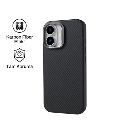 iPhone 16 ile Uyumlu Carbon Telefon Kılıfı