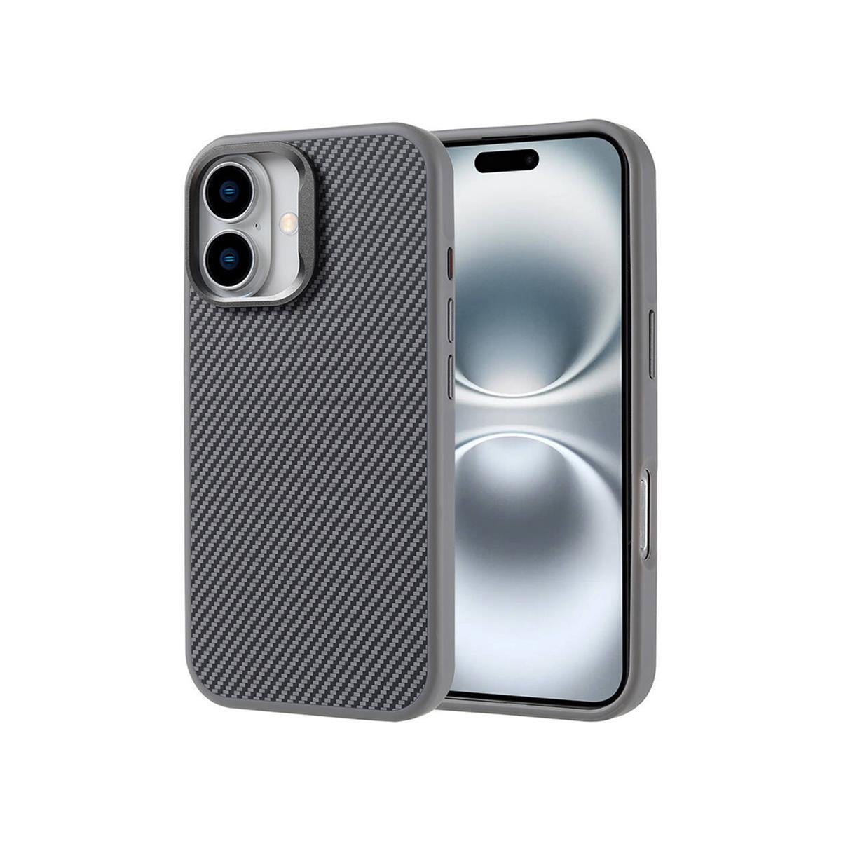 iPhone 16 Carbon Telefon Kılıfı - Heavy Carbon Gümüş | bastcase - Yan Profil İnceliği