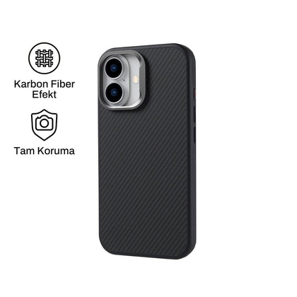 iPhone 16 Plus ile Uyumlu Carbon Telefon Kılıfı