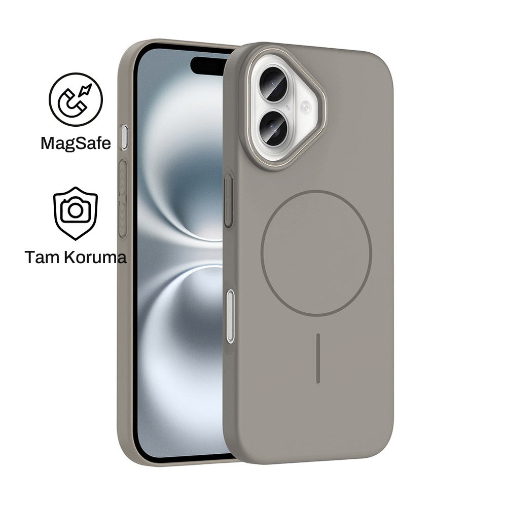 iPhone 16 Plus Raye Sert Telefon Kılıfı - Gri | bastcase - Ön ve Arka Görünüm