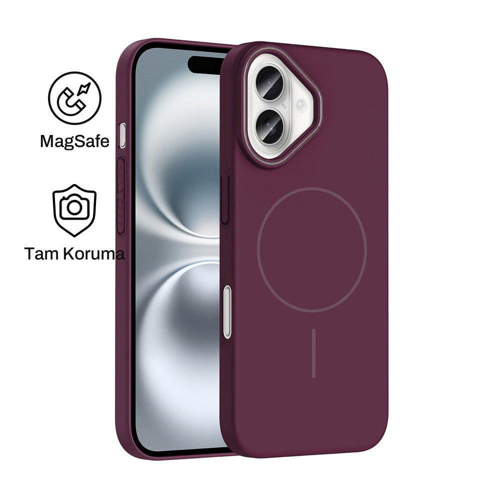 iPhone 16 Plus Raye Sert Telefon Kılıfı - Mürdüm | bastcase - Ön ve Arka Görünüm
