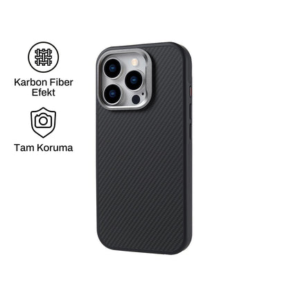 iPhone 16 Pro ile Uyumlu Carbon Telefon Kılıfı