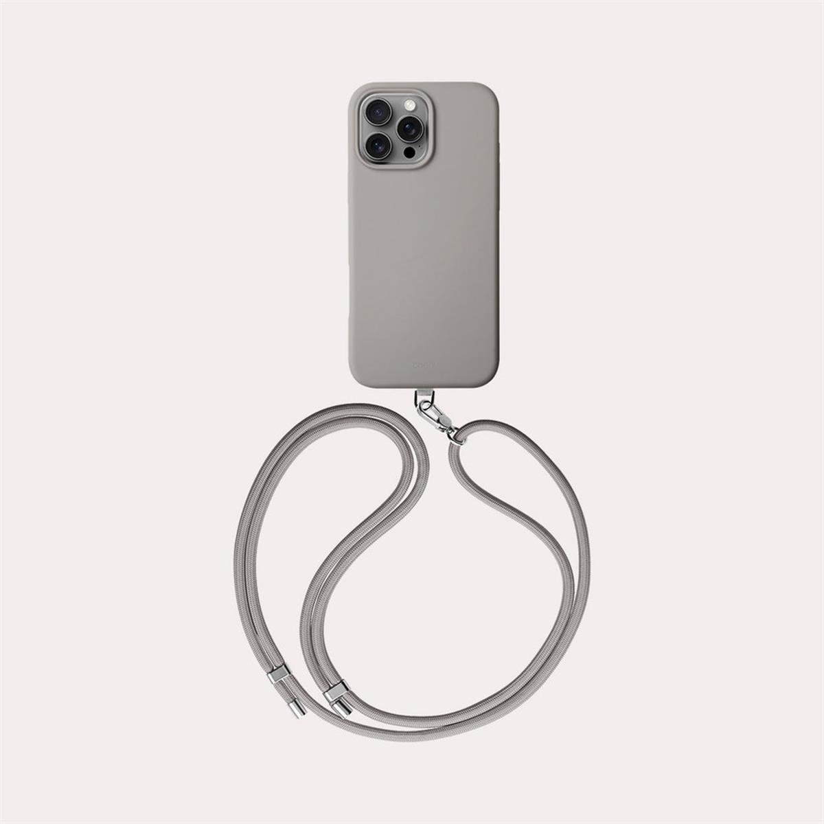 iPhone 16 Pro Coehl MagSafe Destekli Askı İpli Creme Telefon Kılıfı - Gri | bastcase - Ön Yüzey Görünümü