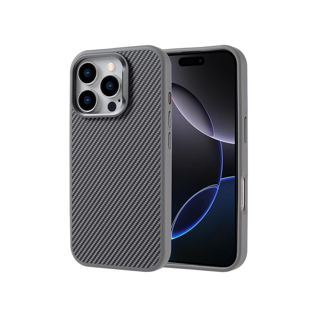 iPhone 16 Pro Max Carbon Telefon Kılıfı - Heavy Carbon Gümüş | bastcase - Yan Profil İnceliği