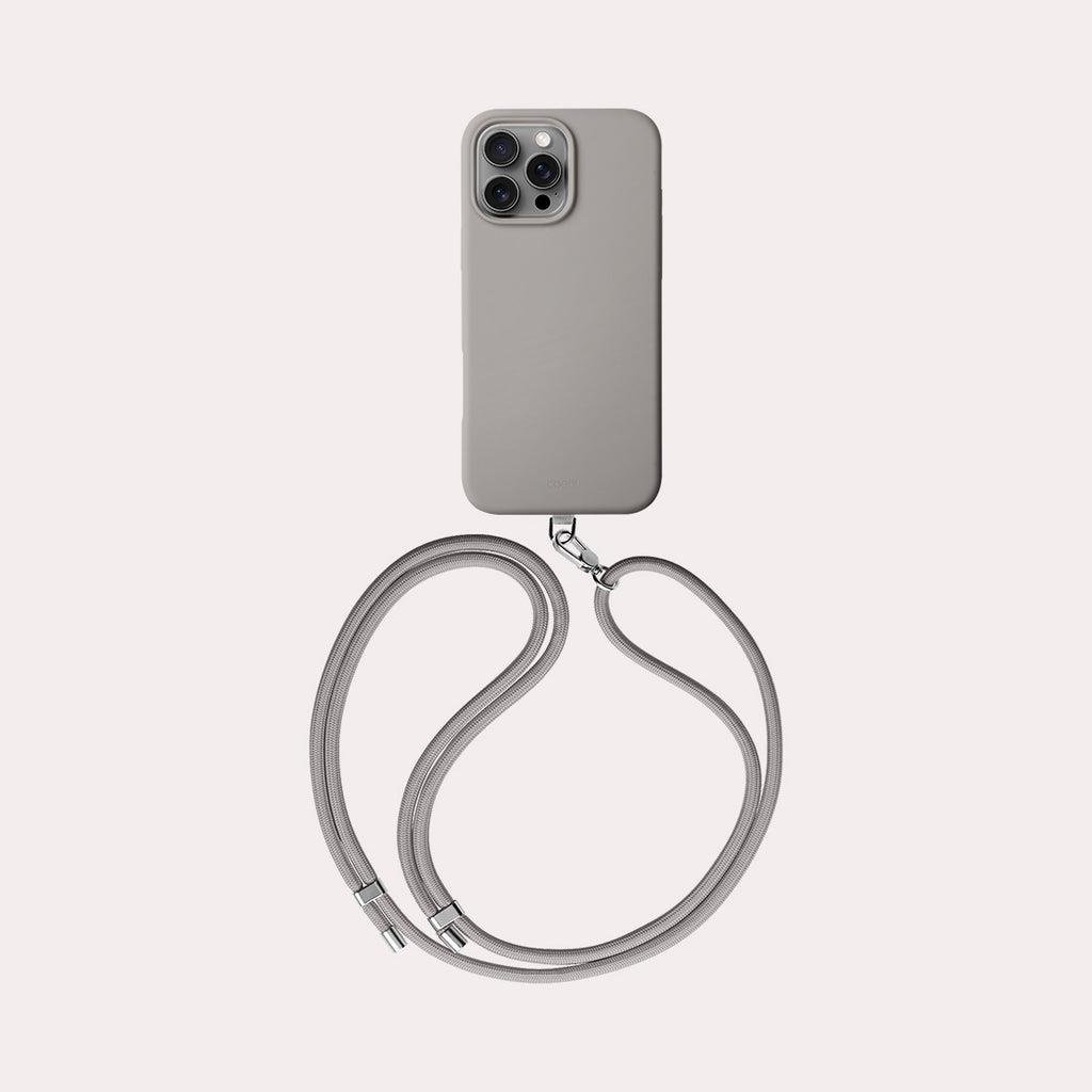 iPhone 16 Pro Max Coehl MagSafe Destekli Askı İpli Creme Telefon Kılıfı - Gri | bastcase - Ön Yüzey Görünümü