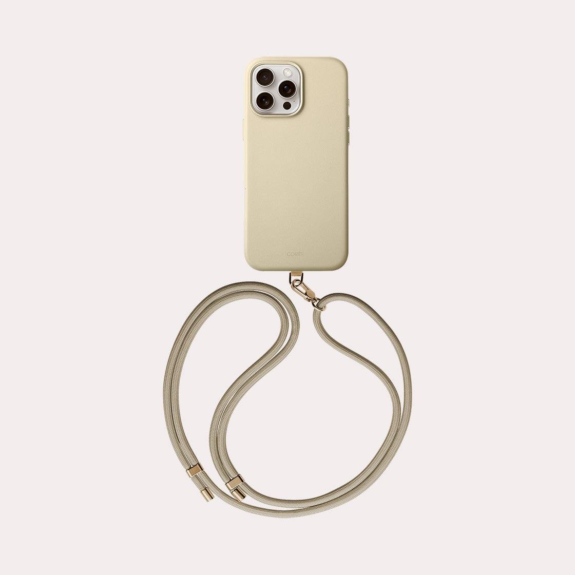 iPhone 16 Pro Max Coehl MagSafe Destekli Askı İpli Muse Telefon Kılıfı - Krem | bastcase - Kamera Koruma Alanı