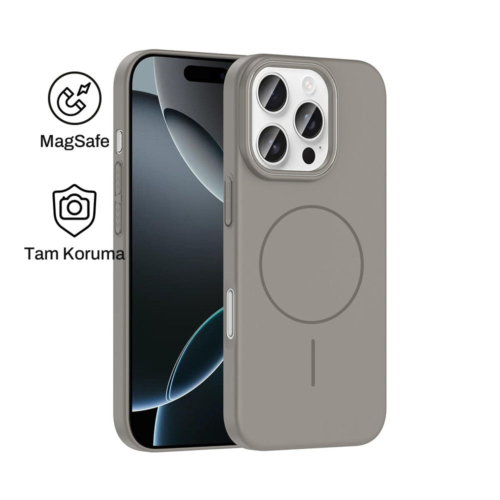 iPhone 16 Pro Max Raye Sert Telefon Kılıfı - Gri | bastcase - Ön ve Arka Görünüm