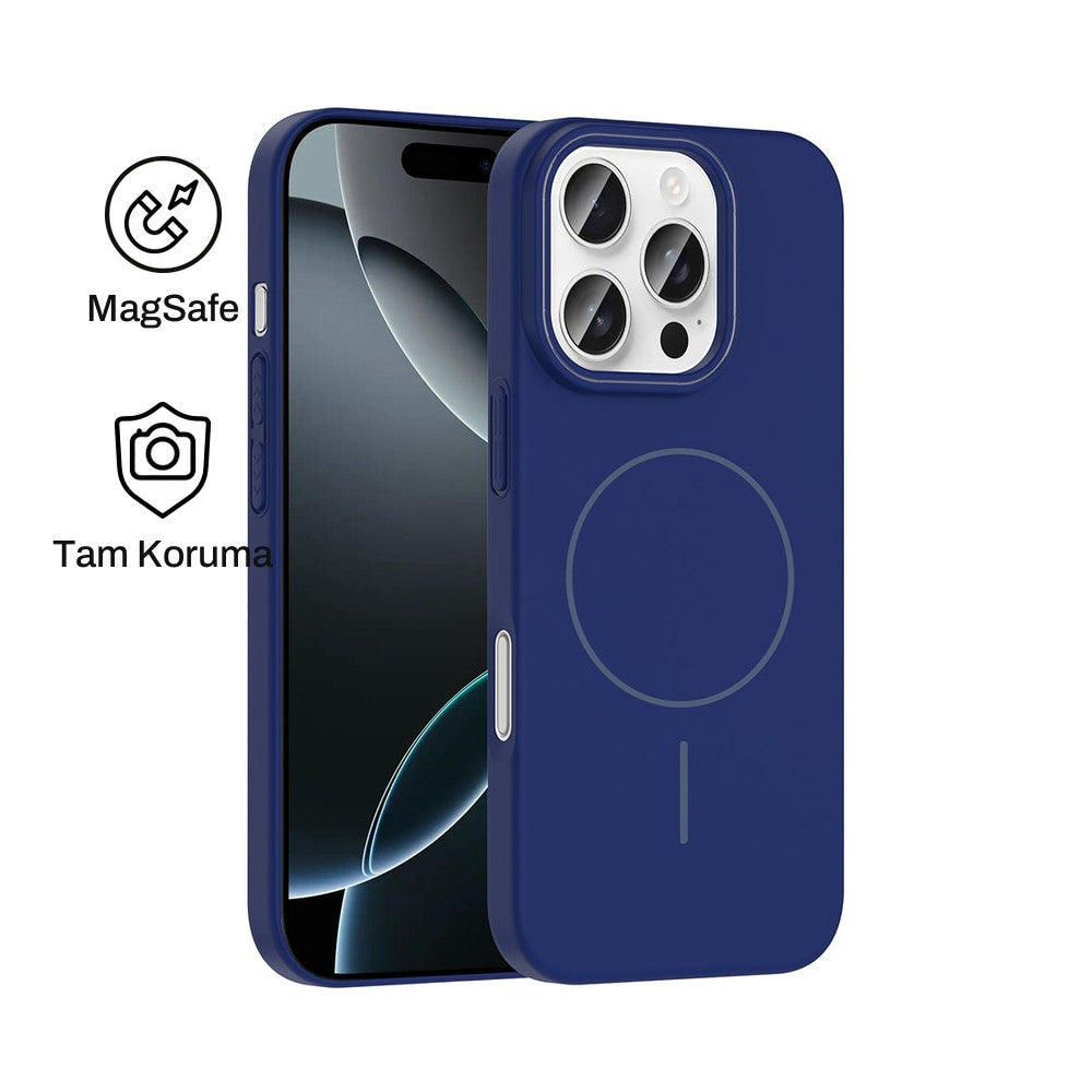 iPhone 16 Pro Max Raye Sert Telefon Kılıfı - Lacivert | bastcase - Ön ve Arka Görünüm