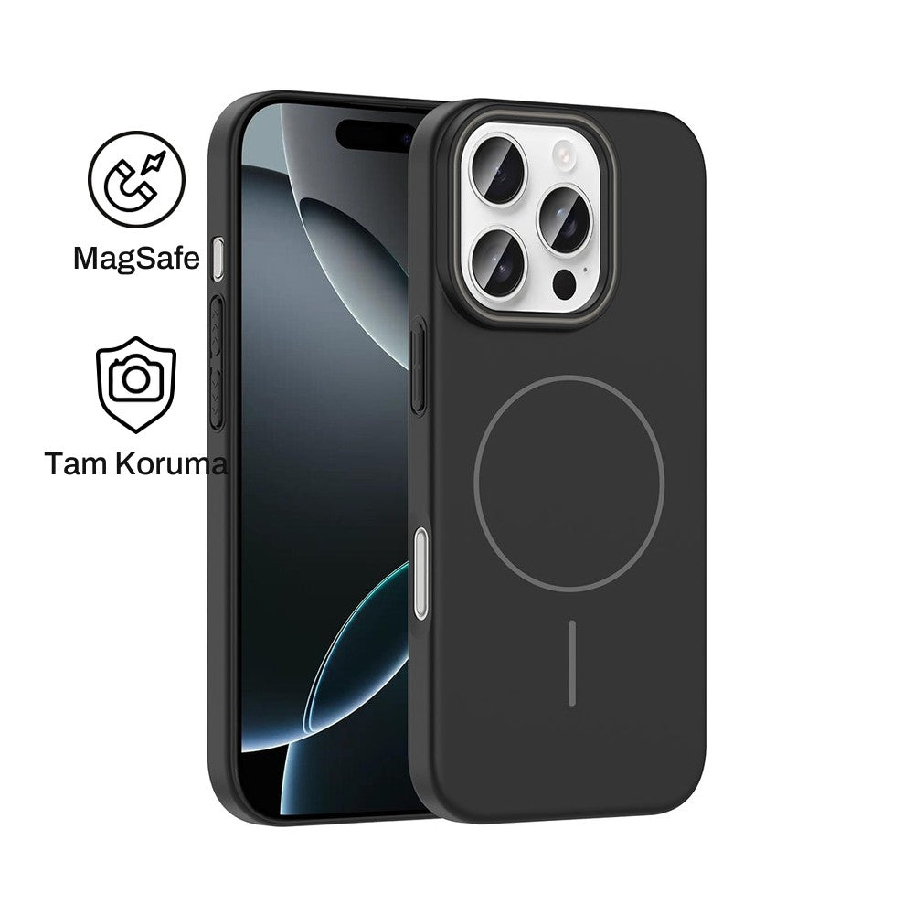 iPhone 16 Pro Max Raye Sert Telefon Kılıfı - Siyah | bastcase - Ön ve Arka Görünüm