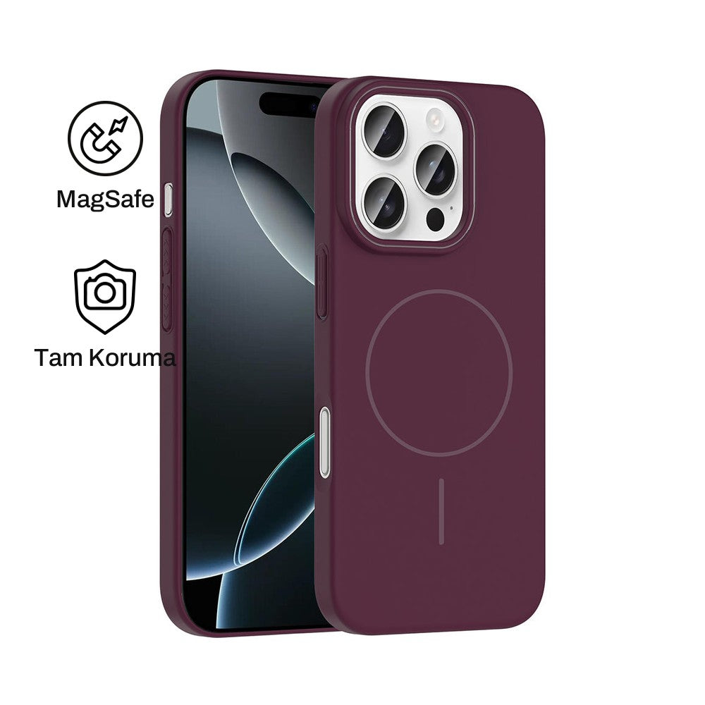 iPhone 16 Pro Raye Sert Telefon Kılıfı - Mürdüm | bastcase - Ön ve Arka Görünüm