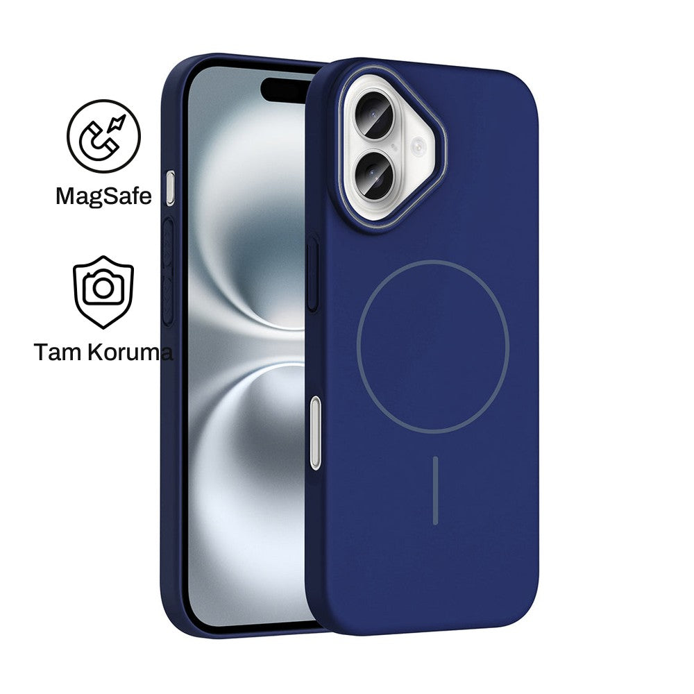 iPhone 16 Raye Sert Telefon Kılıfı - Lacivert | bastcase - Ön ve Arka Görünüm