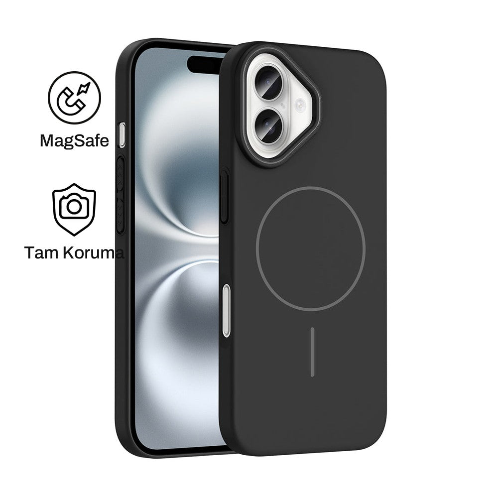 iPhone 16 Raye Sert Telefon Kılıfı - Siyah | bastcase - Ön ve Arka Görünüm