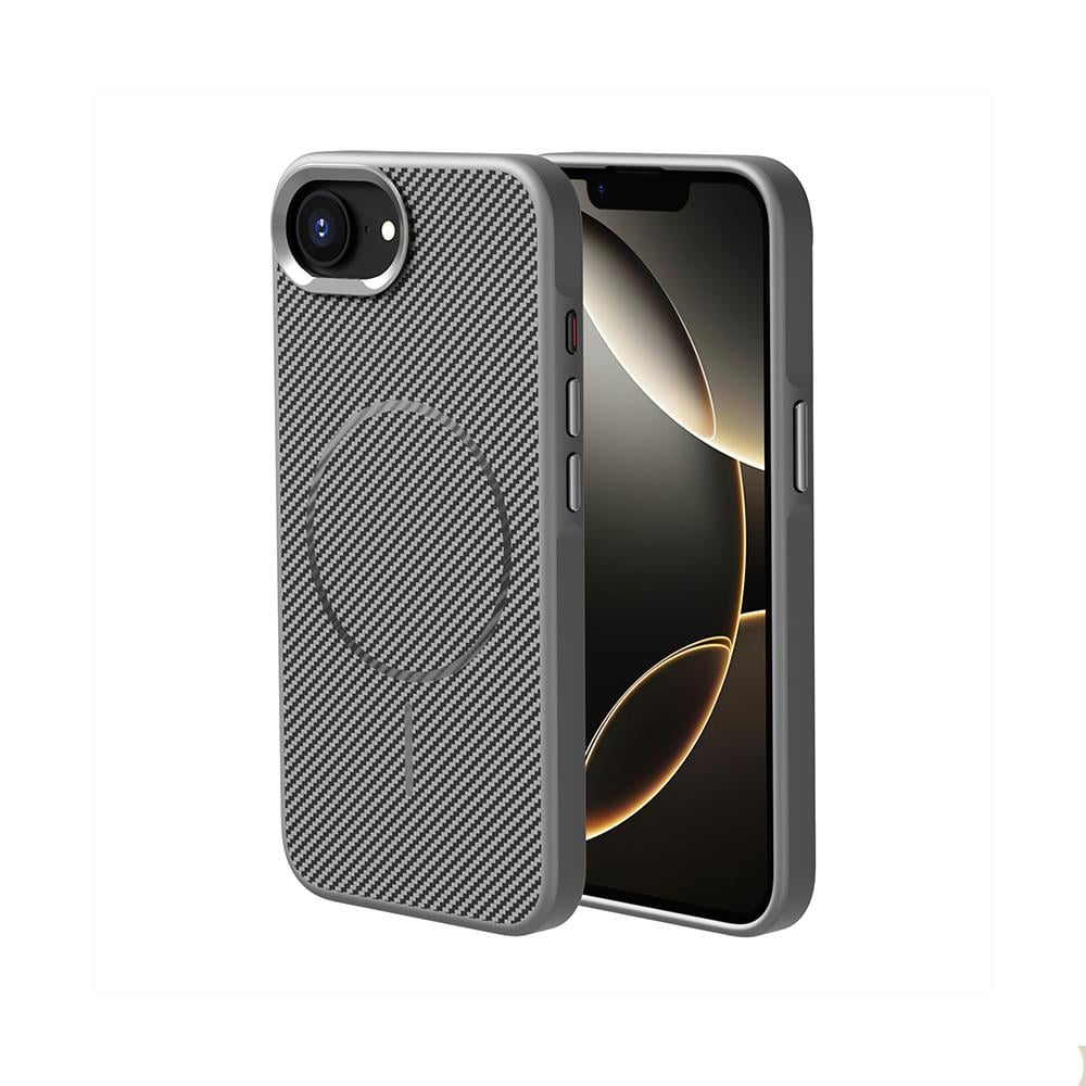 iPhone 16e Carbon Telefon Kılıfı - Heavy Carbon Gümüş | bastcase - Ön Yüzey Görünümü
