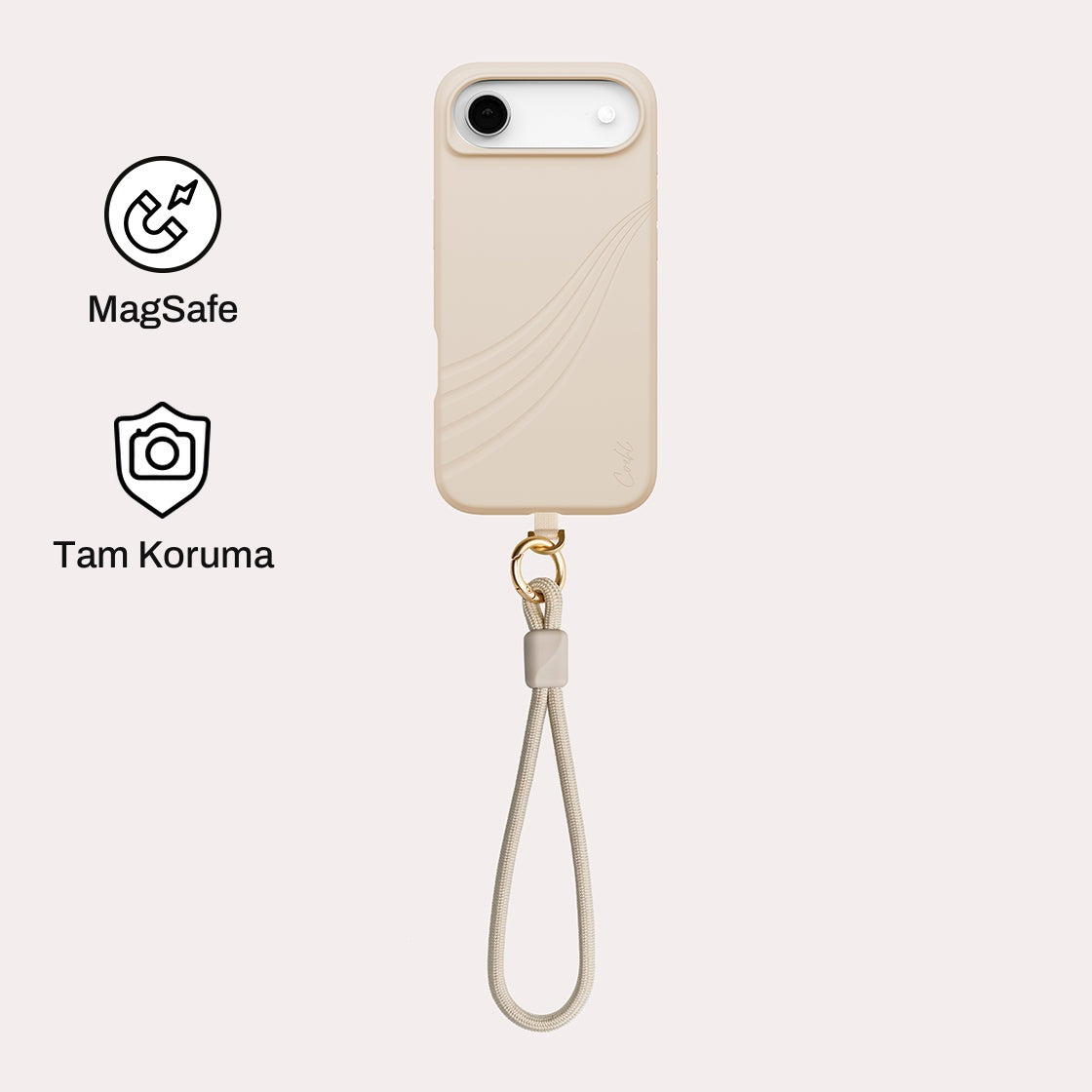 iPhone 17 Air ile Uyumlu Coehl MagSafe Destekli Serina Telefon Kılıfı - Krem | bastcase