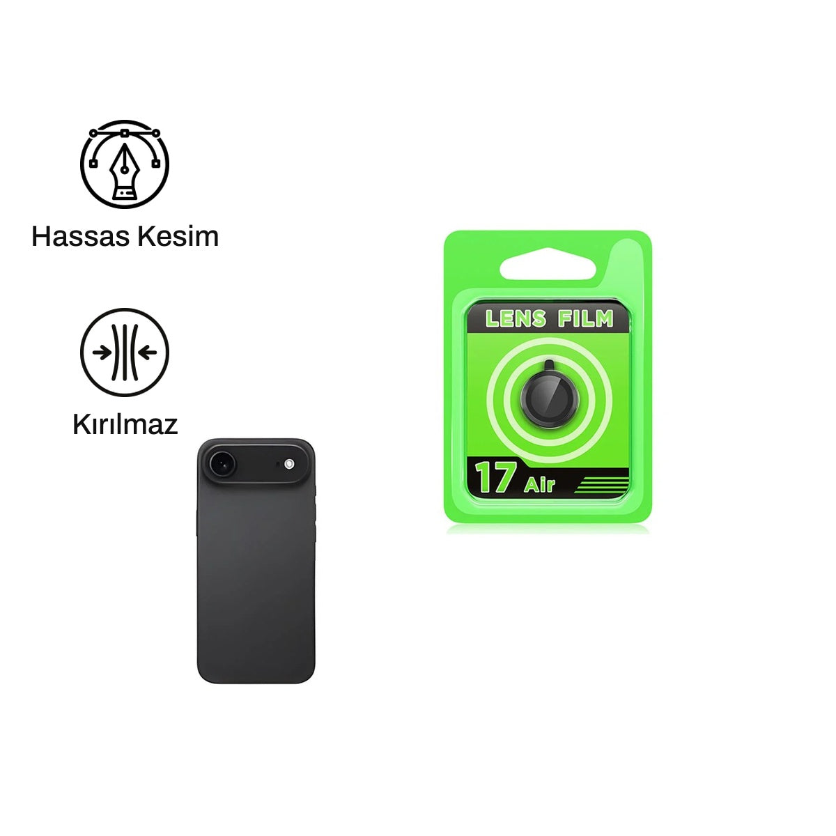iPhone 17 Air ile Uyumlu Lens Koruyucu | bastcase