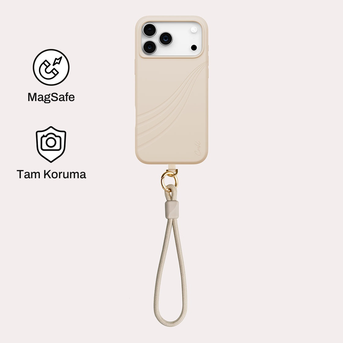 iPhone 17 Pro Max ile Uyumlu Coehl MagSafe Destekli Serina Telefon Kılıfı - Krem | bastcase