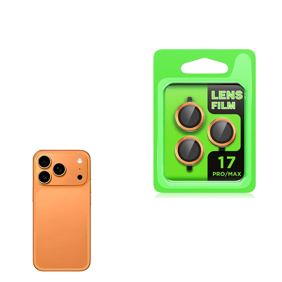 iPhone 17 Pro / Max Lens Koruyucu - Turuncu | bastcase - Lens Kamera Uyumu