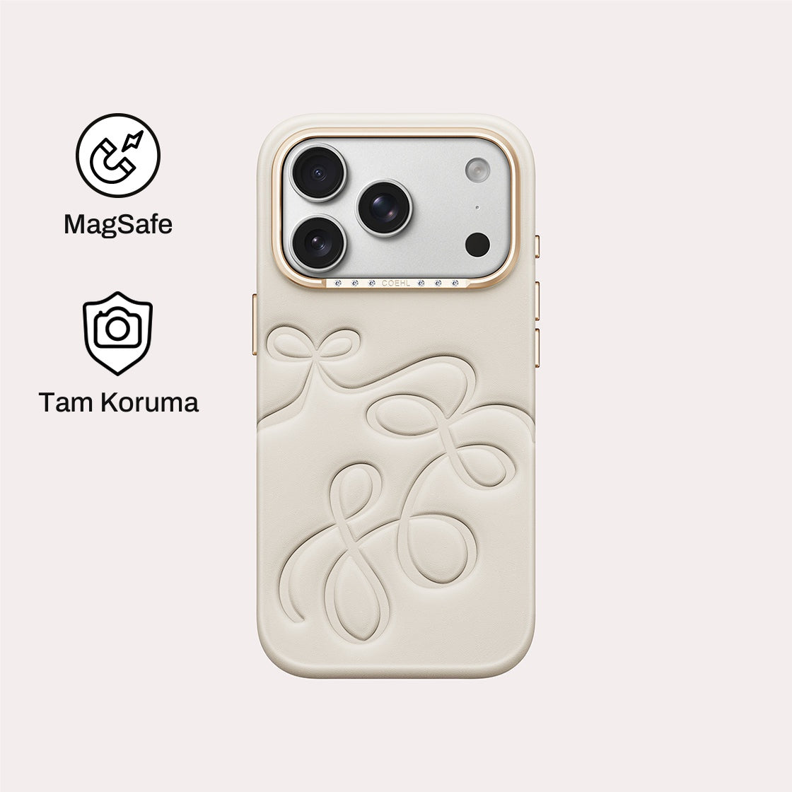 iPhone 18 Pro ile Uyumlu Coehl MagSafe Destekli Cloude Telefon Kılıfı - Krem | bastcase