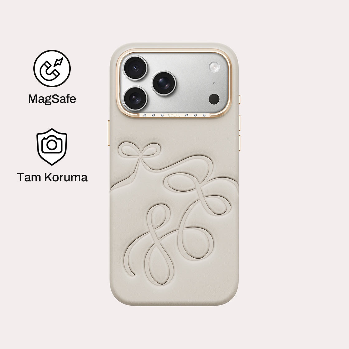 iPhone 18 Pro Max ile Uyumlu Coehl MagSafe Destekli Cloude Telefon Kılıfı - Krem | bastcase