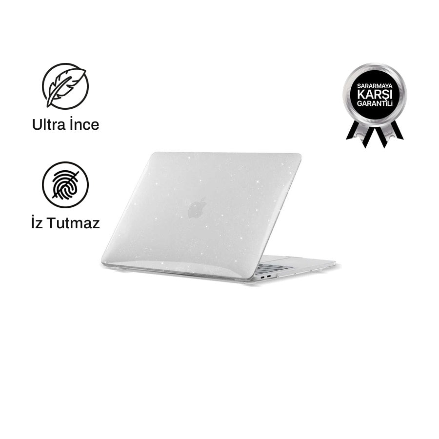 MacBook Air 13.3" 2018-2020 ile Uyumlu Simli Şeffaf Kılıf | bastcase